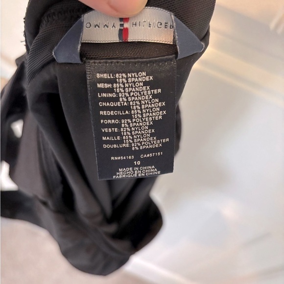 Tommy Hilfiger Black V Neck Swimsuit with Sheer Stripe Size 10 - Picture 7 of 8